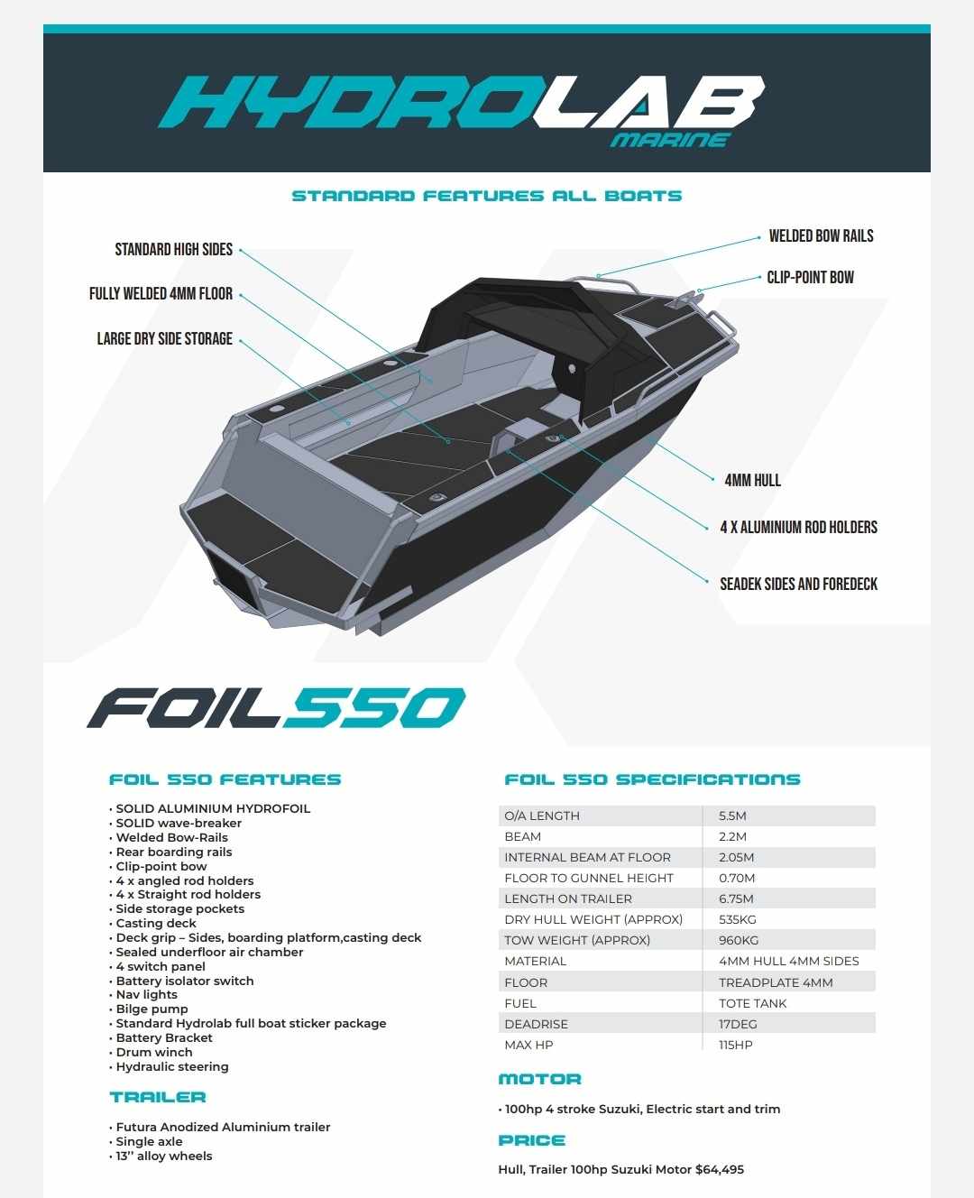 Foil 550. 18ft Semi-foiling Catamaran - Hydrolab Marine